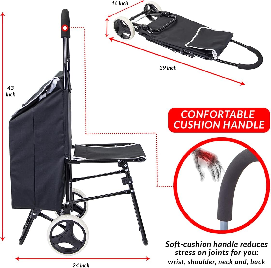 FoldEase - 3-in-1 Foldable Cart with Seat