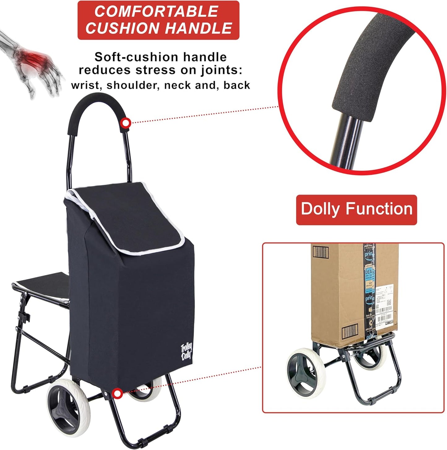 FoldEase - 3-in-1 Foldable Cart with Seat